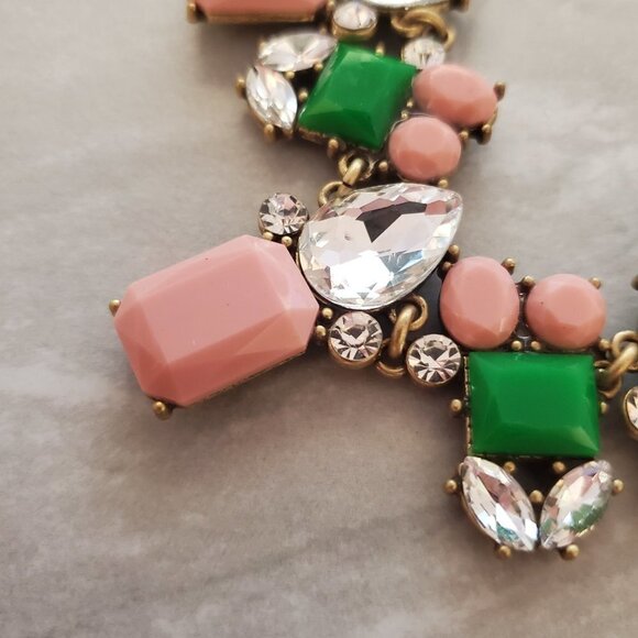 🎀 J.Crew Pastel Kelly Green Rhinestones Crystal Clusters Enamel Statement 🎀 - Picture 7 of 12